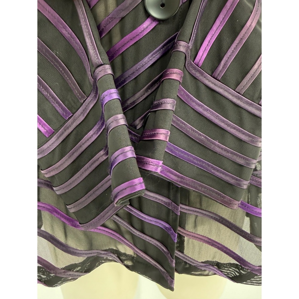 Joseph Ribkoff Womens Black Striped 3/4 Sleeve Sheer Blouse Size M Cocktail Art - Picture 5 of 12